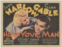 1h0305 HOLD YOUR MAN TC 1933 great close up of sexy Jean Harlow & young Clark Gable, ultra rare!