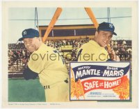 1h0334 SAFE AT HOME LC 1962 best portrait of Yankees baseball legends Mickey Mantle & Roger Maris!