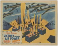 1h0339 VICTORY THROUGH AIR POWER LC 1943 Disney, airplanes dropping bombs on Nazi swastika factory!