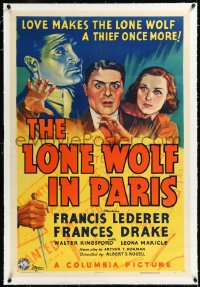1h1181 LONE WOLF IN PARIS linen 1sh 1938 Frances Drake's love makes Francis Lederer a thief once more!