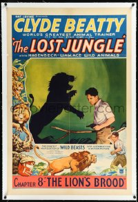 1h1186 LOST JUNGLE linen chapter 8 1sh 1934 World's Greatest Animal Trainer Clyde Beatty, rare!