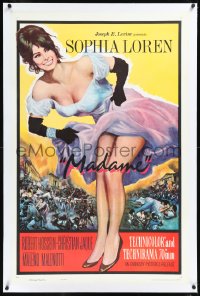 1h1191 MADAME SANS GENE linen 1sh R1963 sexy full-length Sophia Loren in low-cut dress, Madame!