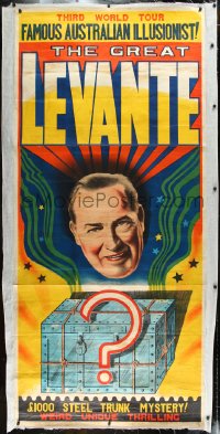 1h0046 GREAT LEVANTE linen 40x88 English magic poster 1950s famous Australian illusionist, rare!