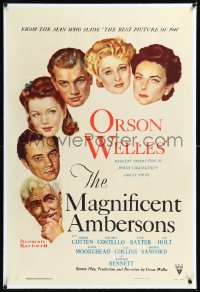 1h1193 MAGNIFICENT AMBERSONS linen 1sh 1942 Orson Welles Kane follow-up, Rockwell art, ultra rare!