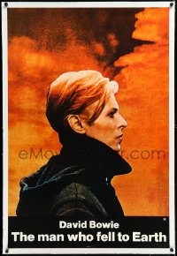 1h1199 MAN WHO FELL TO EARTH linen 1sh 1976 great profile portrait of alien David Bowie, Nicolas Roeg!