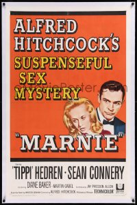 1h1208 MARNIE linen 1sh 1964 Sean Connery & Tippi Hedren in Hitchcock's suspenseful sex mystery!