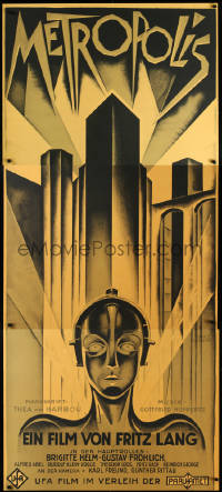 1h0528 METROPOLIS S2 poster 1997 Fritz Lang classic, great Schulz-Neudamm art of female robot!