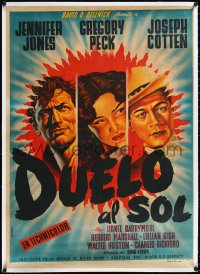 1h0800 DUEL IN THE SUN linen Mexican poster 1947 Espert art of Jones, Peck & Cotten, ultra rare!