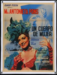 1h0804 UN CUERPO DE MUJER linen Mexican poster 1949 Maria Antonieta Pons by Juanino Renau Berenguer!