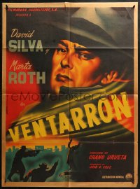 1h0350 VENTARRON Mexican poster 1949 David Silva, Renau Berenguer crime noir art, ultra rare!