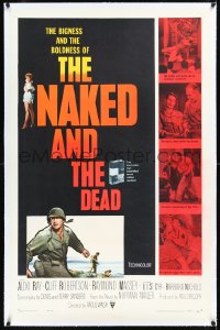 1h1241 NAKED & THE DEAD linen 1sh 1958 from Norman Mailer's novel, Aldo Ray in World War II!