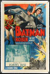 1h1243 NEW ADVENTURES OF BATMAN & ROBIN linen chapter 11 1sh 1949 art of both stars + both in inset!
