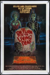1h0742 RETURN OF THE LIVING DEAD linen trimmed int'l Spanish language 1-stop poster 1985 Ramsey art!