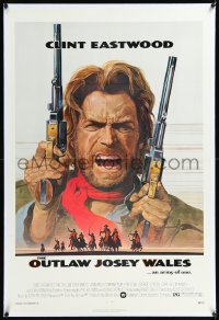 1h1260 OUTLAW JOSEY WALES linen NSS style 1sh 1976 Clint Eastwood is an army of one, Anderson art!