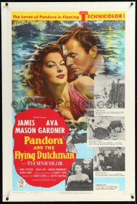 1h1263 PANDORA & THE FLYING DUTCHMAN linen 1sh 1951 romantic c/u of James Mason & sexy Ava Gardner!