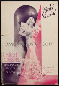 1h0195 BRIEF MOMENT pressbook 1933 art of beautiful Carole Lombard, includes supplement, ultra rare!