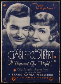 1h0210 IT HAPPENED ONE NIGHT pressbook 1934 Clark Gable, Claudette Colbert, Frank Capra, very rare!