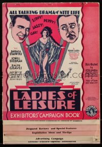 1h0211 LADIES OF LEISURE pressbook 1930 Barbara Stanwyck, Frank Capra, includes herald, ultra rare!