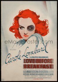 1h0214 LOVE BEFORE BREAKFAST pressbook 1936 classic art of Carole Lombard with black eye, ultra rare!