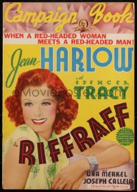 1h0222 RIFFRAFF pressbook 1936 great images of sexy Jean Harlow, Spencer Tracy, ultra rare!