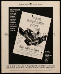 1h0224 SUNSET BOULEVARD pressbook 1950 William Holden, Gloria Swanson, Von Stroheim, Wilder, rare!