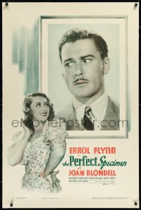 1h1269 PERFECT SPECIMEN linen 1sh 1937 sexy Joan Blondell & Errol Flynn in picture frame, ultra rare!