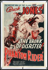 1h1273 PHANTOM RIDER linen chapter 3 1sh 1936 great art of cowboy Buck Jones, serial, ultra rare!