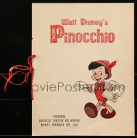 1h0364 PINOCCHIO program 1940 Disney classic, premiere at the Pantages Theatre in Hollywood, rare!