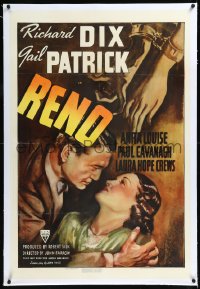 1h1299 RENO linen 1sh 1939 art of Richard Dix holding Gail Patrick + shackled arms, gambling!