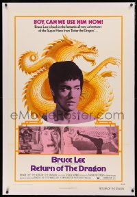 1h1301 RETURN OF THE DRAGON linen 1sh 1974 Bruce Lee kung fu classic, Chuck Norris, great images!