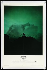 1h1311 ROSEMARY'S BABY linen 1sh 1968 Roman Polanski, Mia Farrow, creepy baby carriage horror image!