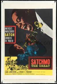 1h1320 SATCHMO THE GREAT linen 1sh 1957 wonderful image of Louis Armstrong playing trumpet & singing!
