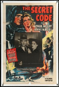 1h1328 SECRET CODE linen 1sh 1946 continuous 1st release 4 years later, WWII spy serial, very rare!