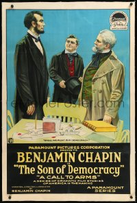 1h1349 SON OF DEMOCRACY linen chapter 3 1sh 1918 Benjamin Chapin as Abraham Lincoln, ultra rare!