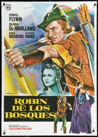 1h0806 ADVENTURES OF ROBIN HOOD linen Spanish R1978 Mac Gomez art of Errol Flynn as Robin Hood!