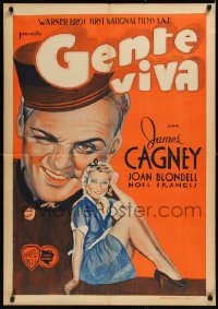 1h0627 BLONDE CRAZY Spanish 1933 winking James Cagney w/sexy Joan Blondell, different & ultra rare!