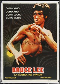 1h0809 BRUCE LEE THE DRAGON STORY linen Spanish R1977 best portrait of the kung fu legend, rare!