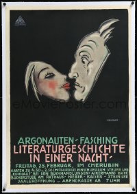 1h0724 ARGONAUTEN-FASCHING linen 25x36 German special poster 1930s great Penzoldt art, ultra rare!