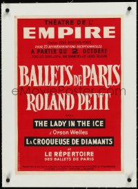 1h0657 BALLETS DE PARIS ROLAND PETIT linen 16x23 French stage poster 1950s at Theatre De L'Empire!