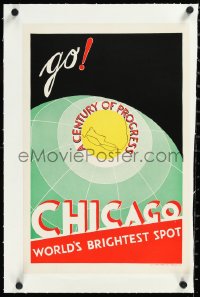 1h0726 CENTURY OF PROGRESS linen 13x20 special poster 1933 Chicago, World's Brightest Spot, rare!