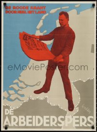 1h0581 DE ARBEIDERSPERS 21x28 Dutch newspaper poster 1930s Dutch Social Democratic Workers' Party!