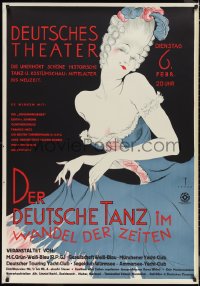 1h0014 DER DEUTSCHE TANZ 33x47 German special poster 1934 Bohm art of sexy woman in ball gown, rare!
