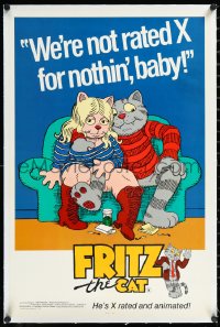 1h0879 FRITZ THE CAT linen 18x27 special poster 1972 Ralph Bakshi, he's not x-rated for nothin'!