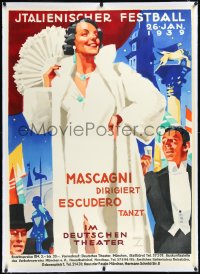 1h0041 ITALIENISCHER FESTBALL linen 34x47 German special poster 1939 Ludwig Hohlwein art, ultra rare!