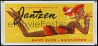 1h0031 JANTZEN linen 21x48 advertising poster 1950s all girls are gorgeous in their swimsuits, rare!