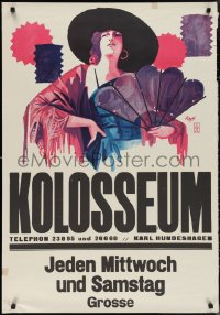 1h0605 KOLOSSEUM 27x39 German stage poster 1929 great Roth art of wealthy society woman, rare!