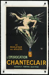 1h0717 L'EMBROCATION CHANTECLAIR linen 16x24 French advertising poster 1920s cool Liebeaux art, rare!
