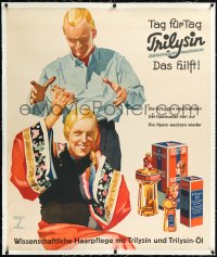 1h0034 LUDWIG HOHLWEIN linen 35x42 German advertising poster 1933 hair tonic art, w/tagline, rare!
