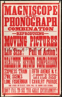 1h0731 MAGNISCOPE & PHONOGRAPH COMBINATION linen 28x44 special poster c1890s moving pictures, rare!