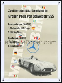 1h0732 MERCEDES-BENZ linen 24x33 German special poster 1955 car racing in Swedish Grand Prix, rare!